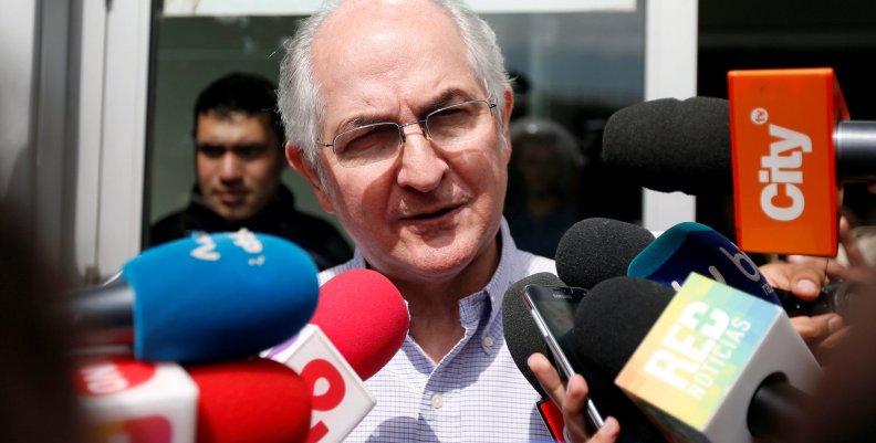 Antonio Ledezma, Venezuelan opposition leader, gives statements to the press during his arrival in Bogota Antonio Ledezma, Venezuelan opposition leader, gives statements to the press during his arrival in Bogota