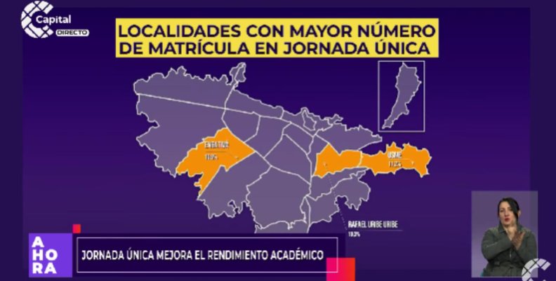 Jornada única en Bogotá Mapa sobre la jornada única en colegios distritales de Bogotá.