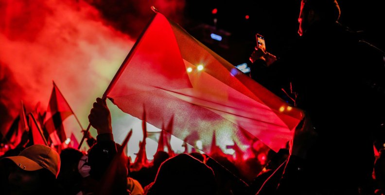 Palestina Bandera de Palestina ondeada durante una protesta