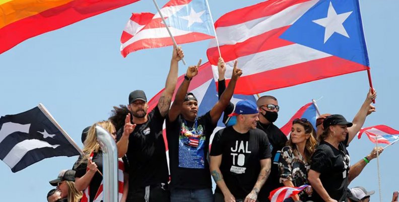 Reguetoneros Reguetoneros en una protesta en Puerto Rico en 2019
