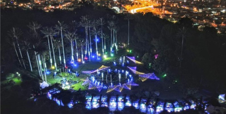 Jardín Botánico Vista aérea nocturna del Jardín Botánico