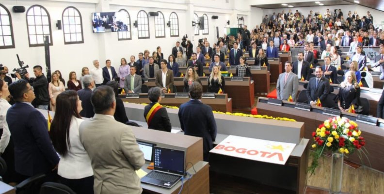 Concejo de Bogotá Concejales de Bogotá reunidos durante la posesión de hace cuatro años.