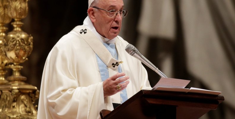 Pope Francis speaks as he leads a mass to mark the World Day of Peace in Saint Peter's Basilica at the Vatican Pope Francis speaks as he leads a mass to mark the World Day of Peace in Saint Peter's Basilica at the Vatican
