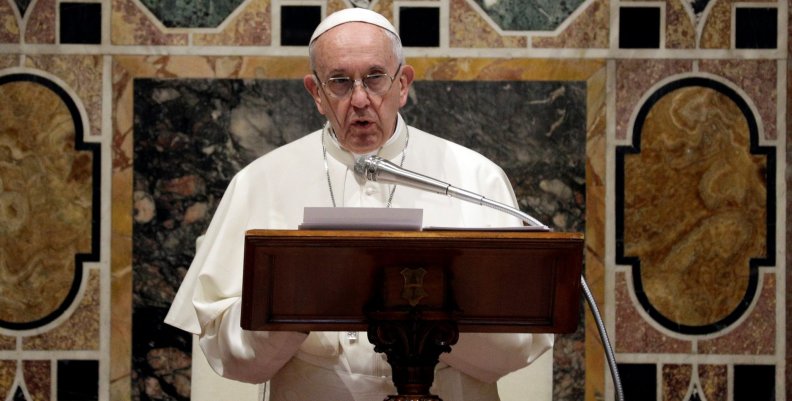 Pope Francis talks to diplomats during the traditional exchange of the New Year greetings in the Regal Room at the Vatican Pope Francis talks to diplomats during the traditional exchange of the New Year greetings in the Regal Room at the Vatican