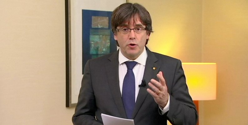 Sacked Catalan President Carles Puigdemont makes a statment in Brussels Sacked Catalan President Carles Puigdemont makes a statment in Brussels