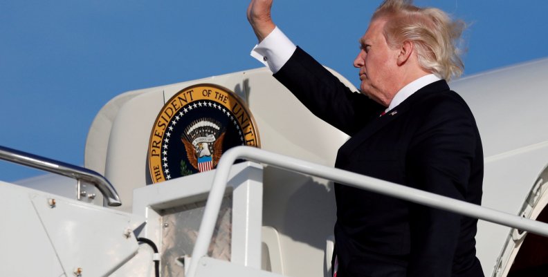U.S. President Trump boards Air Force One prior to departing Morristown Municipal Airport in New Jersey U.S. President Trump boards Air Force One prior to departing Morristown Municipal Airport in New Jersey
