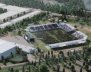 Ilustración de un estadio en medio de la naturaleza