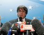 Sacked Catalan leader Carles Puigdemont and former members of the Government of Catalonia Clara Ponsati and Meritxell Borras attend a news conference in Brussels