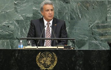 Ecuadoran President Garces addresses the 72nd United Nations General Assembly at U.N. headquarters in New York