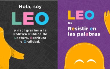 Imágenes publicitarias sobre la estrategia de lectura LEO que dicen Resistir en las palabras