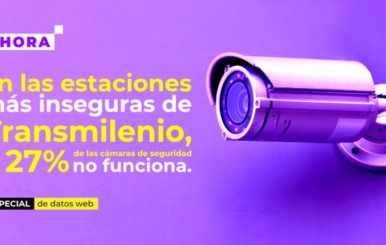 Cámara de seguridad blanca en un fondo morado