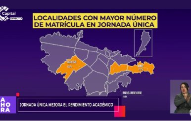 Mapa sobre la jornada única en colegios distritales de Bogotá. 