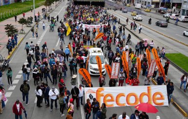 Marcha de FECODE sobre la Calle 26 el 12 de junio de 2024